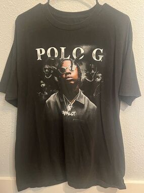 Polo G Black Graphic Rap T-Shirt Men’s XL Hip Hop Portrait Tee